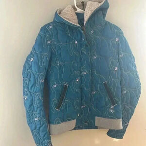 [M/US S/P]Tough Jeansmith Embroidered Blue Bomber Jacket  with Convertible Hood